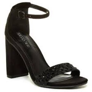 Black Women’s Ankle-Strap Block Heel Sandals